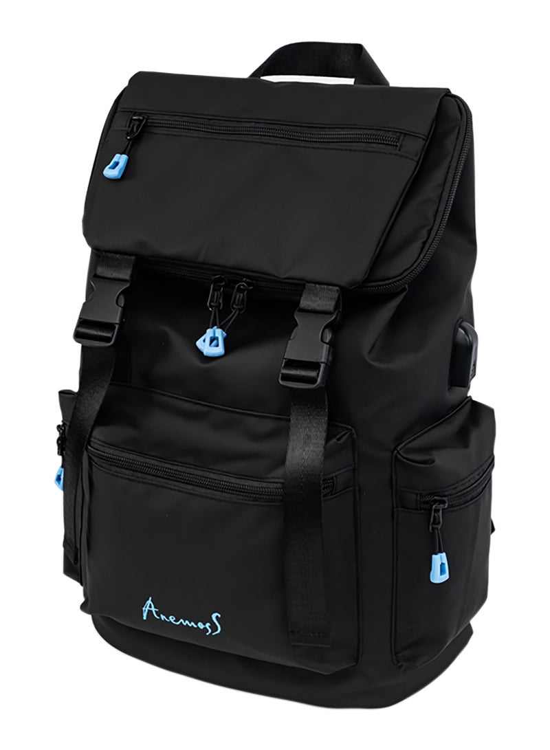 Anemoss Laptop Backpack, Waterproof Backpack for Women and Men, Work Bag with Laptop Compartment, 15-inch Laptop and Notebook, Backpack for Travel Hiking, Black - Image 2