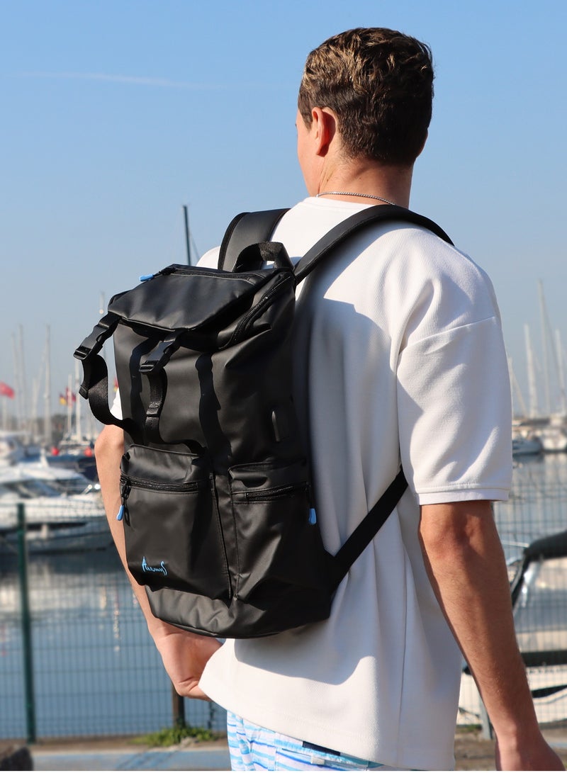 Anemoss Laptop Backpack, Waterproof Backpack for Women and Men, Work Bag with Laptop Compartment, 15-inch Laptop and Notebook, Backpack for Travel Hiking, Black - Image 1