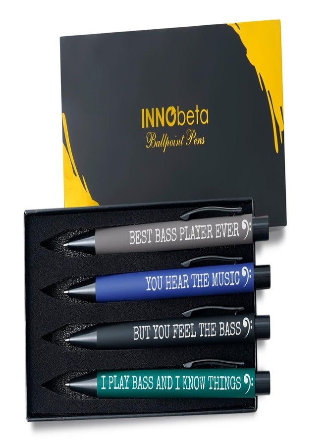 InnoBeta Bass Player Gifts: Ballpoint Pen Set of 4, Perfect Bass Guitar Gifts for Men & Women on Birthday and Christmas - Image 1