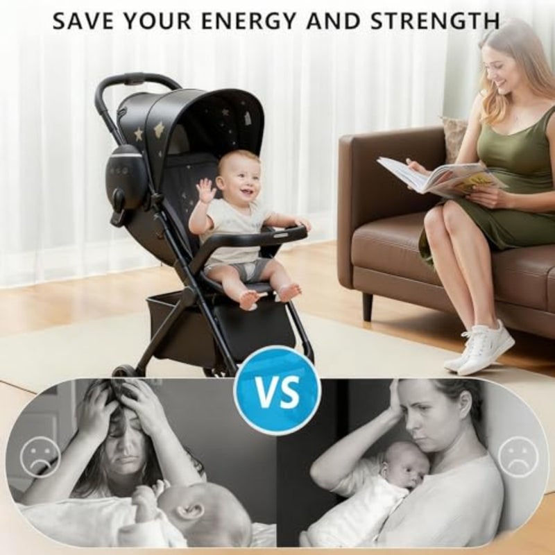 Rechargeable Baby Rocker for Stroller Pram, White Noise Sound Machine 11 Soothing Sounds Adjustable Speed Silent Motor Portable Baby Sleep Aid Newborn Essentials Black - Image 5