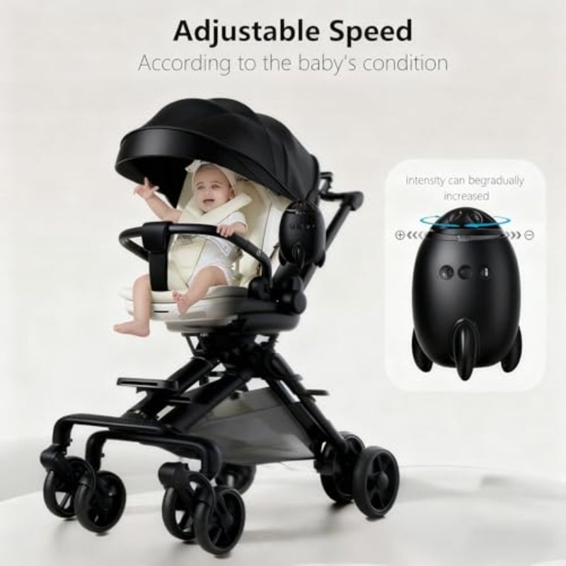 Rechargeable Baby Rocker for Stroller Pram, White Noise Sound Machine 11 Soothing Sounds Adjustable Speed Silent Motor Portable Baby Sleep Aid Newborn Essentials Black - Image 3