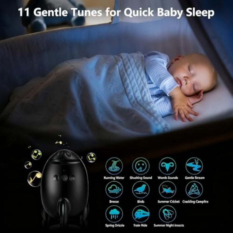Rechargeable Baby Rocker for Stroller Pram, White Noise Sound Machine 11 Soothing Sounds Adjustable Speed Silent Motor Portable Baby Sleep Aid Newborn Essentials Black - Image 2