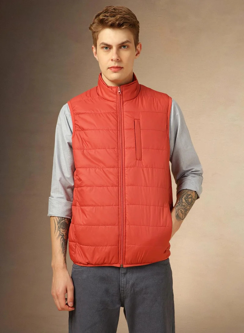 Dennis Lingo Men's Rust 100% Polyester Solid Regular Fit Jacket