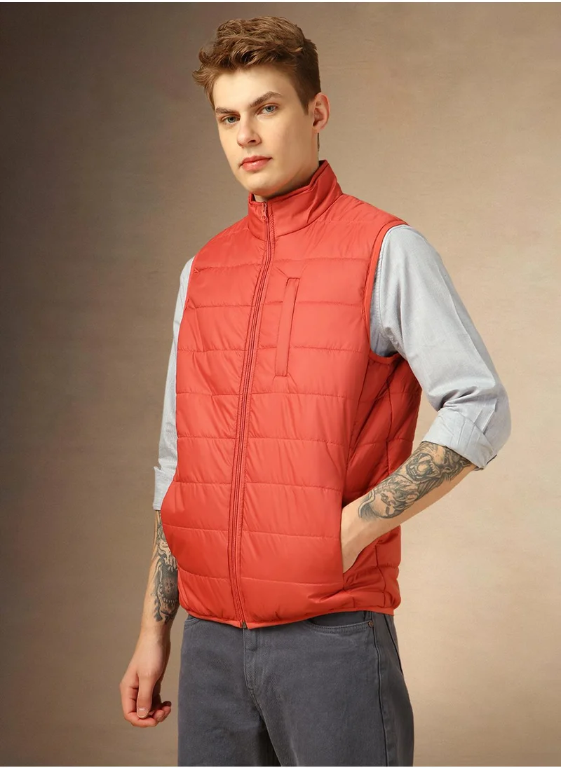 Dennis Lingo Men's Rust 100% Polyester Solid Regular Fit Jacket