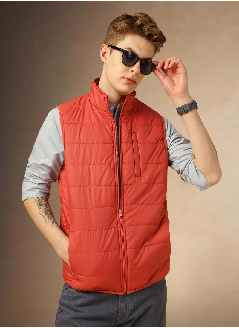 Dennis Lingo Men's Rust 100% Polyester Solid Regular Fit Jacket