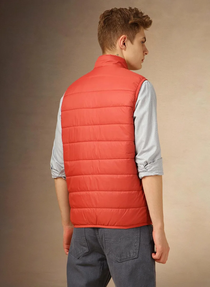 Dennis Lingo Men's Rust 100% Polyester Solid Regular Fit Jacket