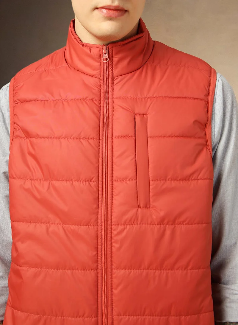 Dennis Lingo Men's Rust 100% Polyester Solid Regular Fit Jacket