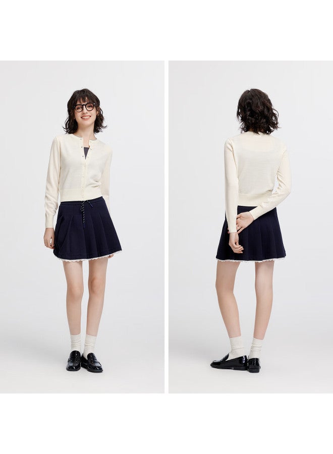 Semir Women's Short Colorblock Knit Cardigan Round Neck Wool Sweater Autumn 101525106006 - Image 2