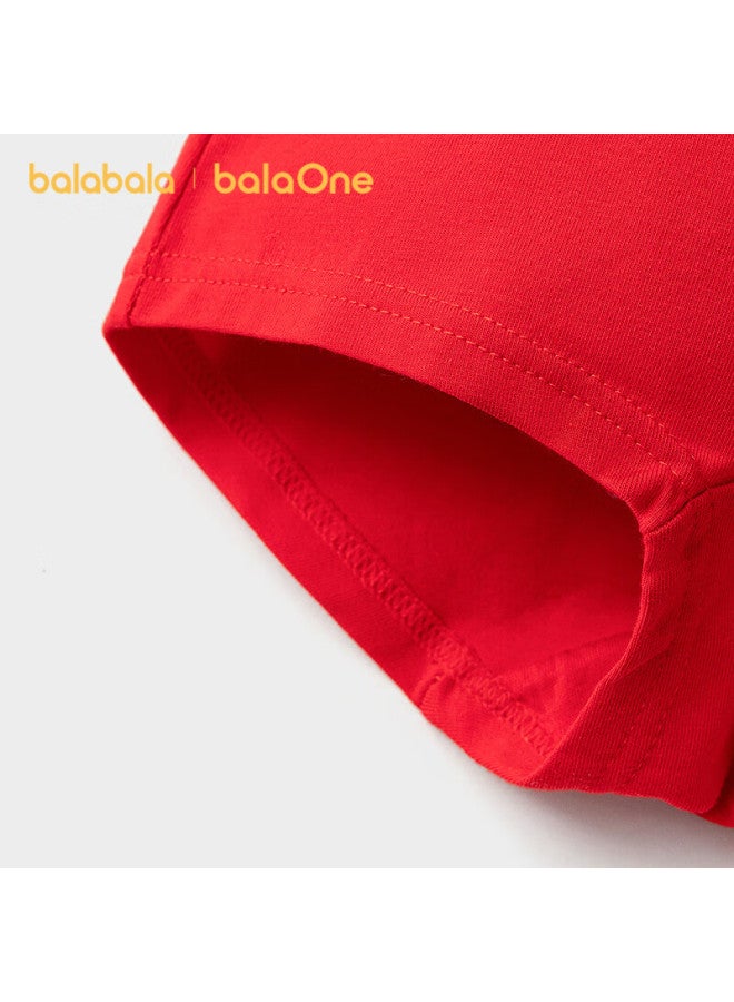 Balabala Kids Girls Antibacterial Breathable Cotton Boxer Briefs 3-pack Red New Year Edition - Image 3