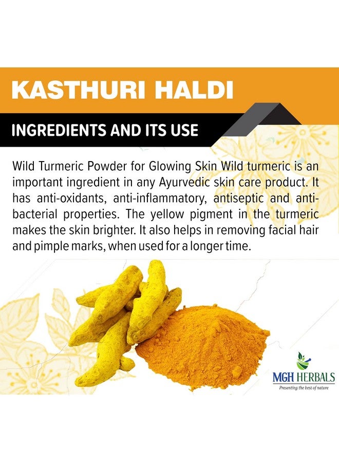 MGH Herbals Kasturi Haldi Powder For Face (100 Grams) | Wild Turmeric Powder For Glowing Skin| Kasturi Manjal | 100% Natural, Chemical-Free, Perseverative-Free, Non-Gmo)  - Image 3