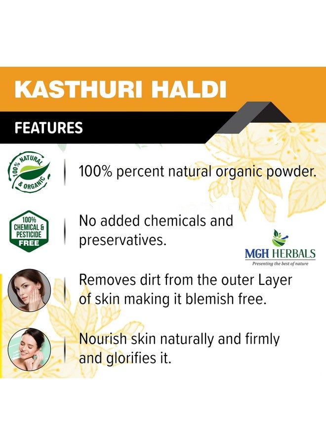 MGH Herbals Kasturi Haldi Powder For Face (100 Grams) | Wild Turmeric Powder For Glowing Skin| Kasturi Manjal | 100% Natural, Chemical-Free, Perseverative-Free, Non-Gmo)  - Image 1