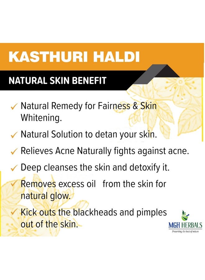 MGH Herbals Kasturi Haldi Powder For Face (100 Grams) | Wild Turmeric Powder For Glowing Skin| Kasturi Manjal | 100% Natural, Chemical-Free, Perseverative-Free, Non-Gmo)  - Image 2