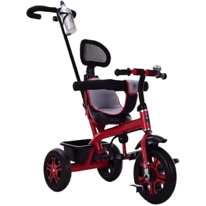 KID'S RIDE ON TRICYCLE BIKE WITH PUSH BAR (RED) - Image 2