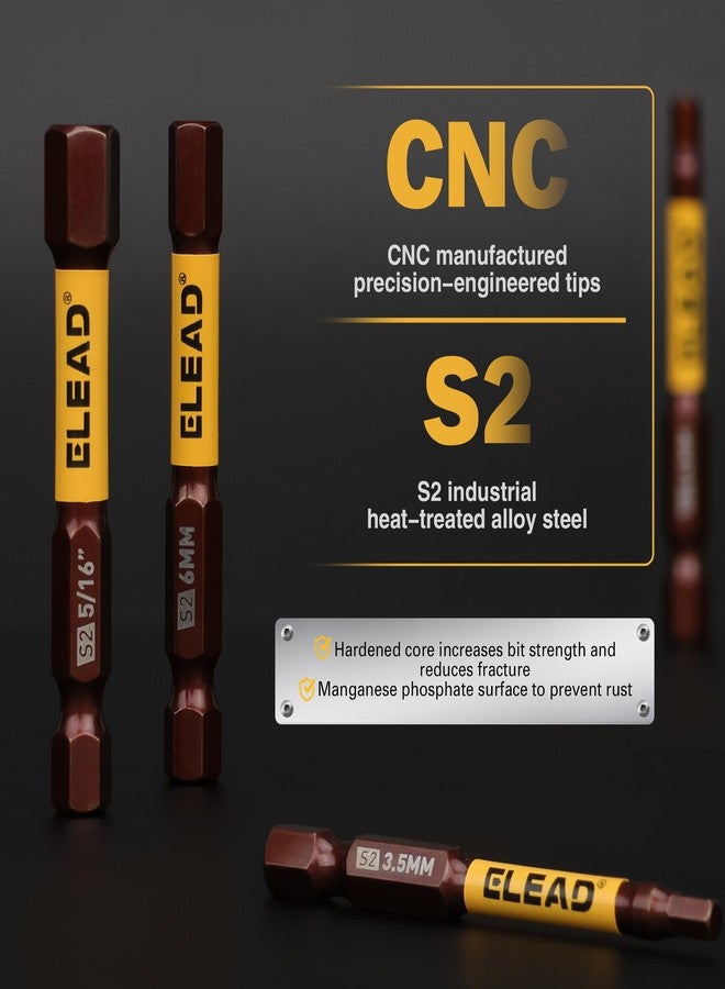 ELEAD مجموعة رؤوس مثقاب سداسية بمفتاح ألين مقاس 2.5 بوصة، مكونة من 21 قطعة: مجموعة مفاتيح ألين متينة ومقاومة للصدمات، ومجموعة رؤوس مفكات براغي سداسية مغناطيسية قوية تدوم طويلًا، بمقاسات SAE ومترية، مناسبة للميكانيكا والسيارات والأثاث والإصلاحات المنزلية. - Image 3