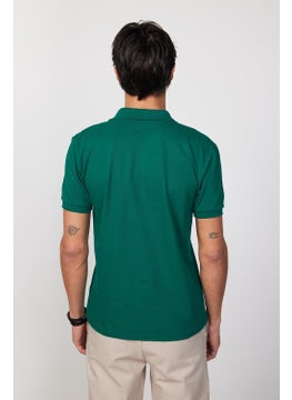 Tudors Men's Slim Fit Narrow Cut Cotton Plain Pique Green Polo Neck T-Shirt  - Image 5