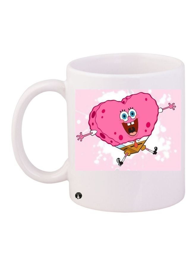 Heart Printed Coffee Mug White/Blue/Pink 11ounce