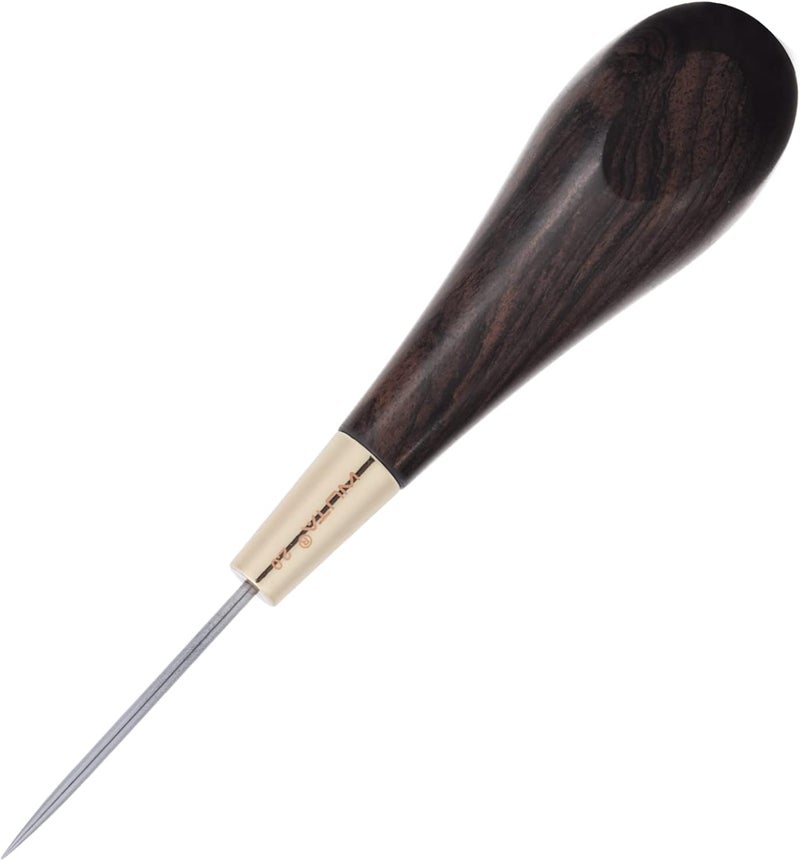 WUTA Round Shape Stitching Awl Ebony Blackwood Handle Leather Craft Sewing Awl Handmade Sewing Tools DIY Stitcher Taper,Round 1pcs - Image 1