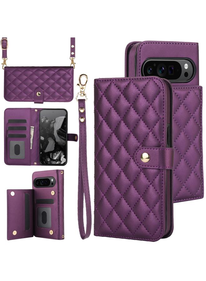 اس-توب جراب هاتف Google Pixel 9 Crossbody متعدد الوظائف من الجلد على شكل معين - Image 1