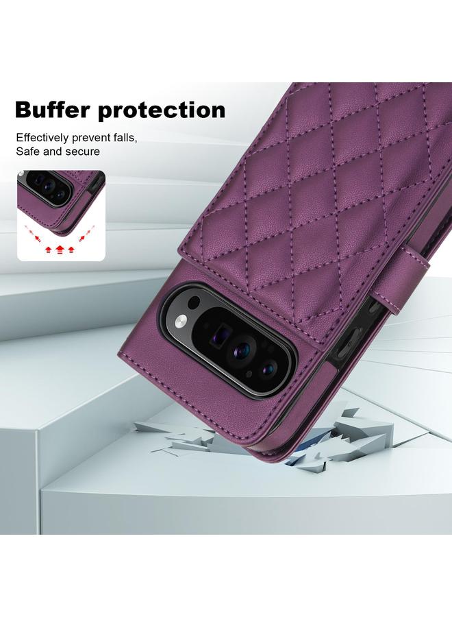 اس-توب جراب هاتف Google Pixel 9 Crossbody متعدد الوظائف من الجلد على شكل معين - Image 5