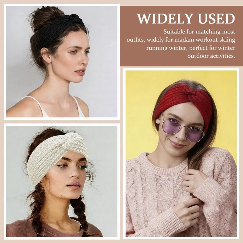 TRKETK 4 Pièces Bandeau Cheveux pour Femme Bandeaux Tricot Femme Hiver Élastiques Large Chaud Bandeau Hiver Fashband Antidérapant Doux Conserver Chaleur Vêtements pour Automne Et Hiver Polyvalent - Image 4
