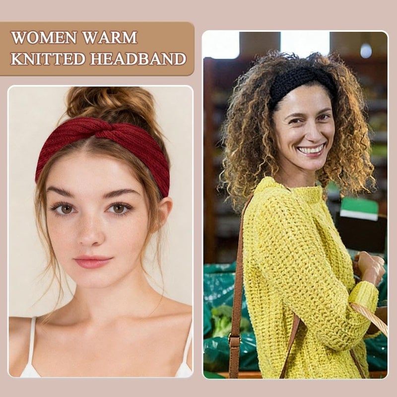 TRKETK 4 Pièces Bandeau Cheveux pour Femme Bandeaux Tricot Femme Hiver Élastiques Large Chaud Bandeau Hiver Fashband Antidérapant Doux Conserver Chaleur Vêtements pour Automne Et Hiver Polyvalent - Image 3