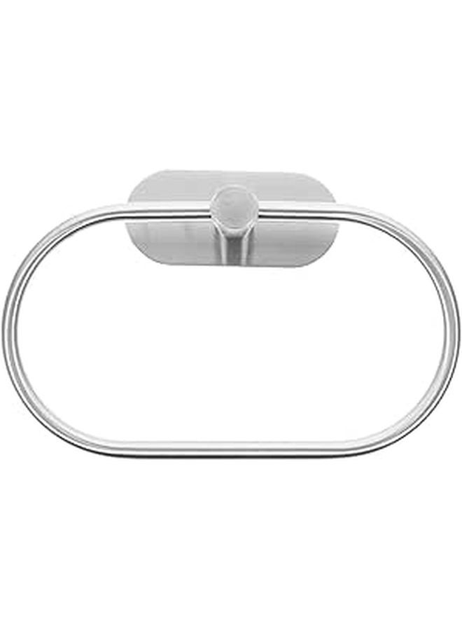 Brushed Stainless Steel Towel Holder Set Wall Mounted Round Towel Ring Bathroom Hanger - Image 1