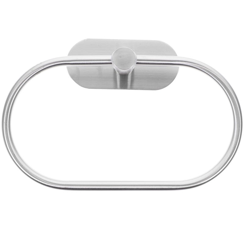 Brushed Stainless Steel Towel Holder Set Wall Mounted Round Towel Ring Bathroom Hanger - Image 2