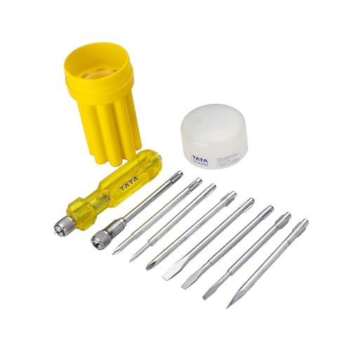 AGRICO TATA Agrico 8-in-1 Screwdriver Set | Multi-Bit Screwdriver Kit with Interchangeable Magnetic Tips | Compact Hand Tool for Home, Office, Electronics & DIY Repairs (Yellow, Set of 1) - Image 4