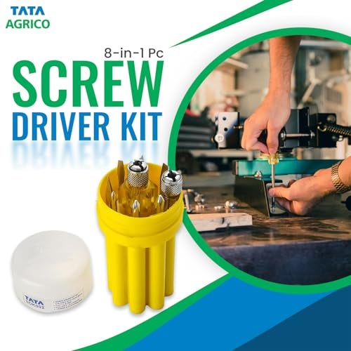 AGRICO TATA Agrico 8-in-1 Screwdriver Set | Multi-Bit Screwdriver Kit with Interchangeable Magnetic Tips | Compact Hand Tool for Home, Office, Electronics & DIY Repairs (Yellow, Set of 1) - Image 2