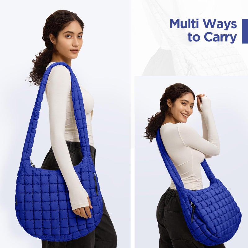 Babysun Puffer Tote Bag for Women Large Quilted Tote Bag Quilted Carryall Bag Soft Puffy Crossbody Bag Hobo Handbags Puff Purse - Image 2