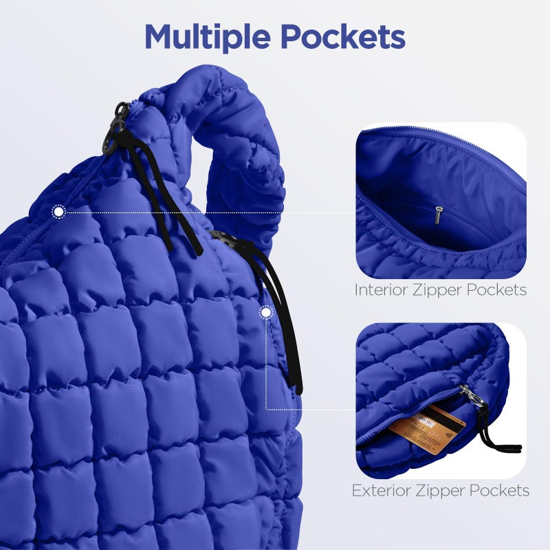 Babysun Puffer Tote Bag for Women Large Quilted Tote Bag Quilted Carryall Bag Soft Puffy Crossbody Bag Hobo Handbags Puff Purse - Image 5