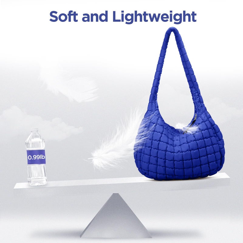 Babysun Puffer Tote Bag for Women Large Quilted Tote Bag Quilted Carryall Bag Soft Puffy Crossbody Bag Hobo Handbags Puff Purse - Image 3