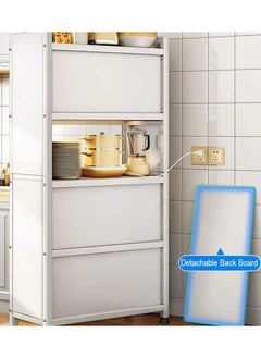 CityRiya-Long Coffee Bar Cabinet Kitchen Storage Cabinet Coffee Corner White Coffee Stand Buffet Storage Sideboard Kitchen Microwave Oven Storage Shelf for Home Kitchen, Dining Room, Bathroom, Living Room (5 Tier)  - Image 3