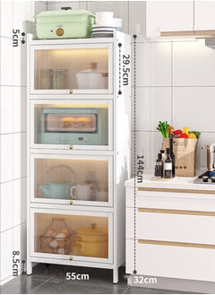 CityRiya-Long Coffee Bar Cabinet Kitchen Storage Cabinet Coffee Corner White Coffee Stand Buffet Storage Sideboard Kitchen Microwave Oven Storage Shelf for Home Kitchen, Dining Room, Bathroom, Living Room (5 Tier)  - Image 5