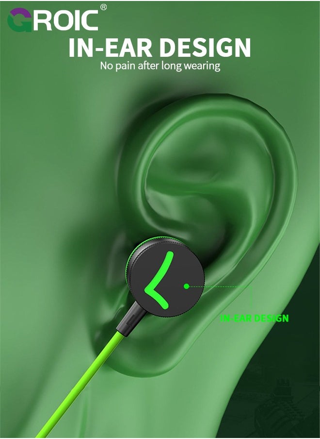 GROIC - Green Fusion Earbuds with Microphone, Long Lasting Wired Ear Buds, in-Ear with Memory Foam - Earphones with Mic and TYPE-C Jack - Image 1