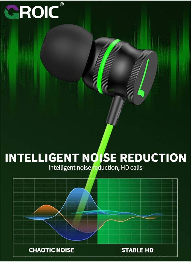 GROIC - Green Fusion Earbuds with Microphone, Long Lasting Wired Ear Buds, in-Ear with Memory Foam - Earphones with Mic and TYPE-C Jack - Image 1