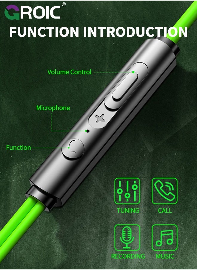GROIC - Green Fusion Earbuds with Microphone, Long Lasting Wired Ear Buds, in-Ear with Memory Foam - Earphones with Mic and TYPE-C Jack - Image 1