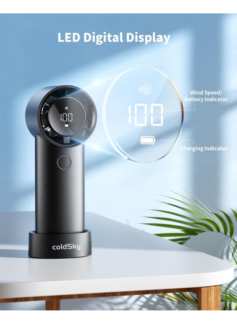 SUKILO Portable Handheld Turbo Fan with 5 Speed Adjustable Settings LED Digital Display Powerful Brushless Motor 6000mAh Battery Rechargeable Cooling Fan for Travel Desk Outdoor Use - Image 4