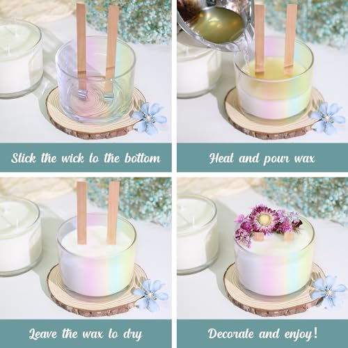 SUPMIND 16oz 3 Wick Candle Jars 6 Pack - Large Empty Iridescent Wide Mouth Glass Candle Making Jars with Bamboo Lids and Stickers and Labels, Bulk Candle Containers for Making Candles - Image 4