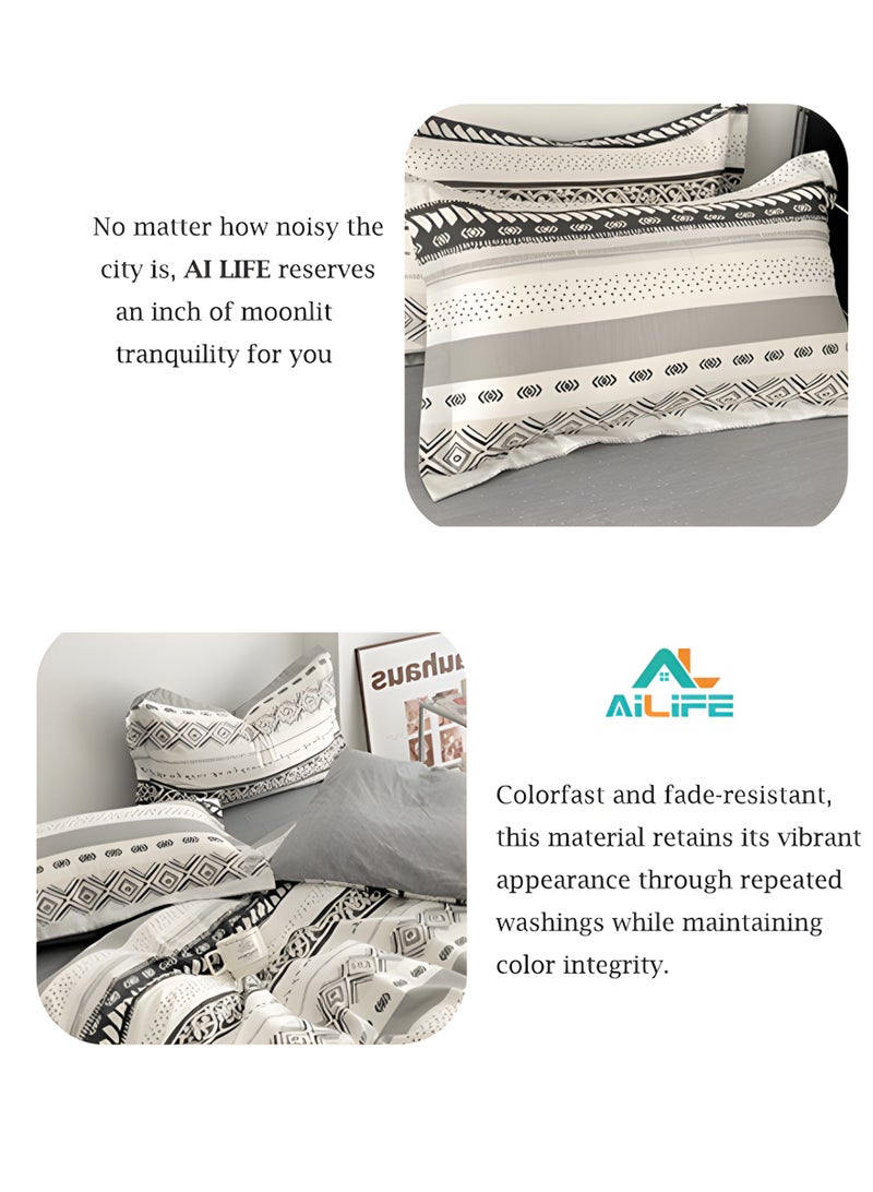 Al LIFE Luxury 100% Cotton King Size Duvet Cover Set | 6-Piece Hotel Premium Bedding Collection (1 Fitted Sheet +1 Duvet Cover +4 Pillowcases) | Ultra-Soft Hypoallergenic Fabric | Wrinkle & Fade Resistant Technology | Breathable All-Season Comfort - Image 4