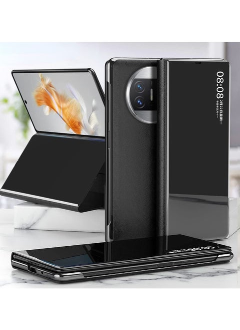 Smart Window Case Compatible with Huawei Mate X3 Plating Mirror Magnetic Suction Bracket Leather Cover Flip, Shockproof Anti-drop Cover
