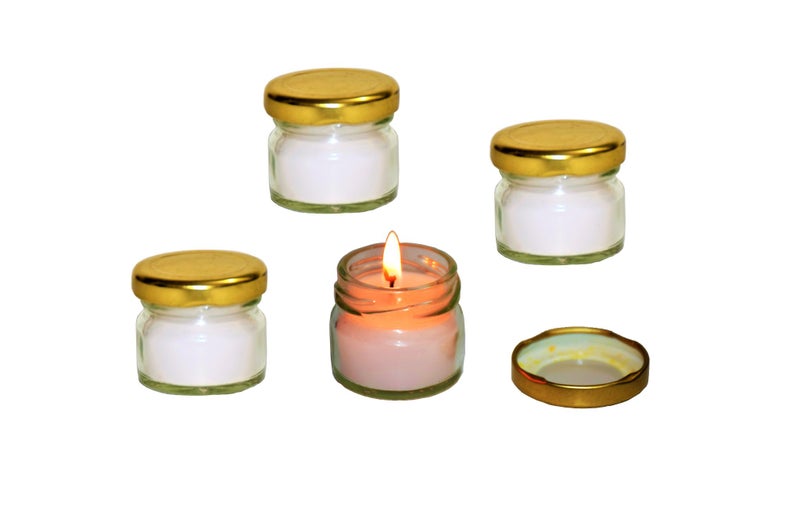 Pure Source India Scented Mini Travel Jar Candle 30 Gram Each Set of 4 pcs White unscented Candles - Image 4