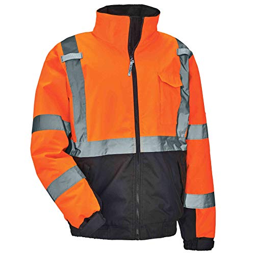 Ergodyne unisex adult High Visibility ,Reflective Quilted Insulation, Class 3, Type Hi Vis Winter Bomber Jacket, Orange, Large US - Image 1