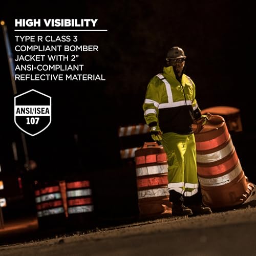 Ergodyne unisex adult High Visibility ,Reflective Quilted Insulation, Class 3, Type Hi Vis Winter Bomber Jacket, Orange, Large US - Image 5