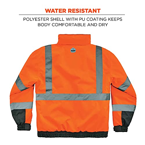 Ergodyne unisex adult High Visibility ,Reflective Quilted Insulation, Class 3, Type Hi Vis Winter Bomber Jacket, Orange, Large US - Image 3