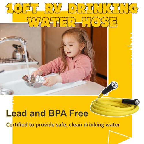 OEBLD 5/8”Inner RV Water Hose 10FT Drinking Fresh Potable Water Safe Hose for Camper/Garden/Boat/Farm/Home, No Kinking, Flexible, Wear-resistant, 150PSI Work Pressure, Yellow - Image 5