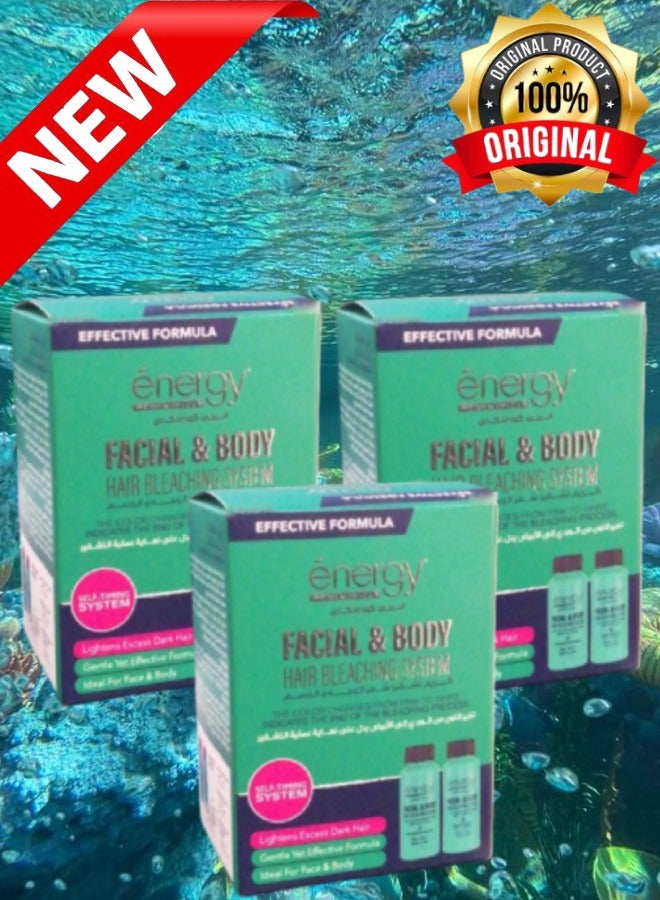 ENERGY COSMETICS 3 Pieces Facial And Body Hair Bleaching System 40 Grams And 60ML - Image 1