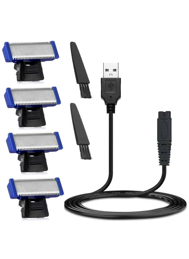 LinMei - 4PCS LinMei Solo Replacement Heads Compatible for 1st Generation Microtouch Solo Mens Shaver with Shaver Charging Cable for Electric Trimmer - Image 1