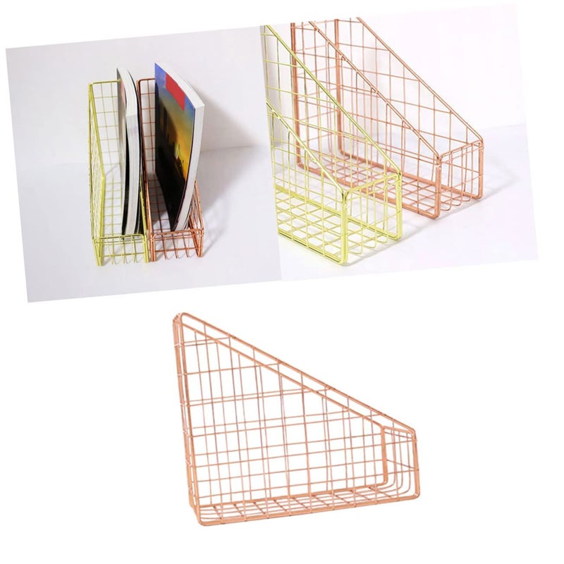 Metal Mesh Desktop Organizer Storage Box File Folder Basket For Office Home Shelf - Image 2