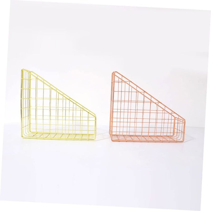 Metal Mesh Desktop Organizer Storage Box File Folder Basket For Office Home Shelf - Image 3
